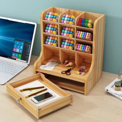 organisateur de bureau en bois